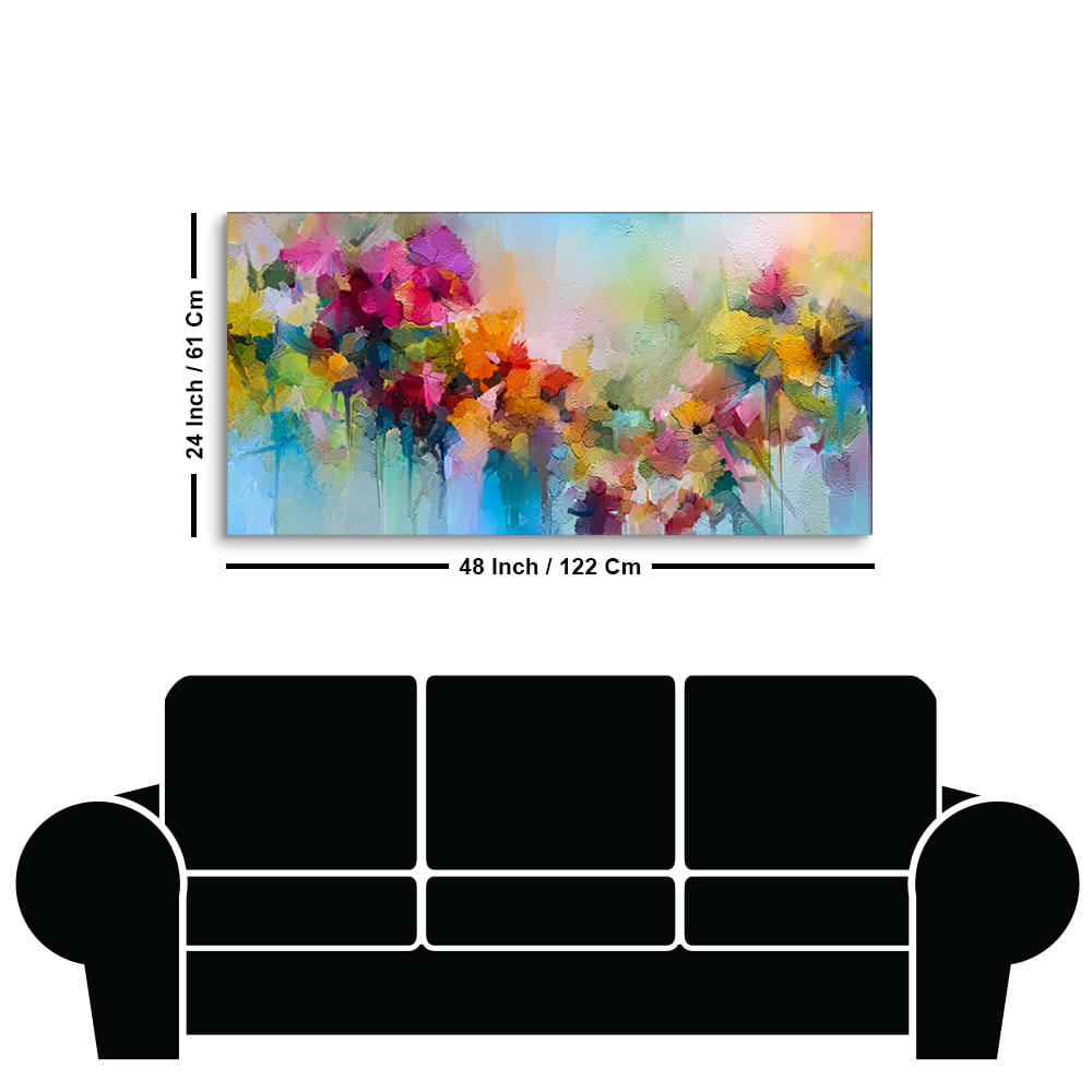 Vibrant Abstract Floral Painted Brush Stroke Canvas Wall Painting