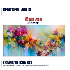 Vibrant Abstract Floral Painted Brush Stroke Canvas Wall Painting