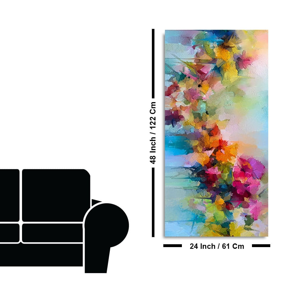 Vibrant Abstract Floral Painted Brush Stroke Premium Canvas Wall Painting