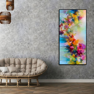 Vibrant Abstract Floral Painted Brush Stroke Premium Canvas Wall Painting