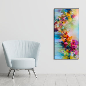 Vibrant Abstract Floral Painted Brush Stroke Premium Canvas Wall Painting