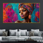 Vibrant African Beauty Floating Frame Crystal Wall Painting