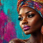 Vibrant African Beauty Floating Frame Crystal Wall Painting