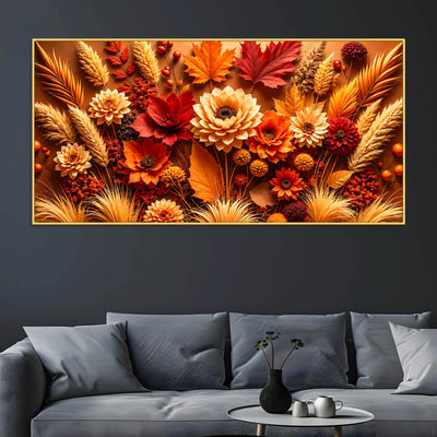Vibrant Autumn Flowers and Foliage 3D Canvas Wall Painting