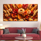Vibrant Autumn Flowers and Foliage 3D Canvas Wall Painting
