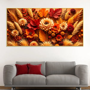 Vibrant Autumn Flowers and Foliage 3D Canvas Wall Painting