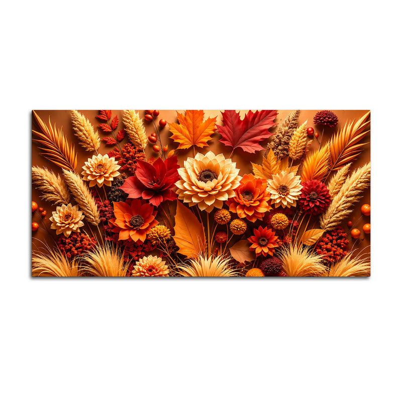 Vibrant Autumn Flowers and Foliage 3D Canvas Wall Painting