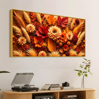 Vibrant Autumn Flowers and Foliage 3D Canvas Wall Painting