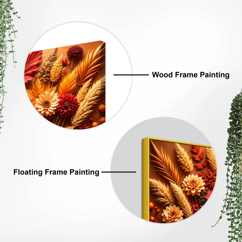 Vibrant Autumn Flowers and Foliage 3D Canvas Wall Painting