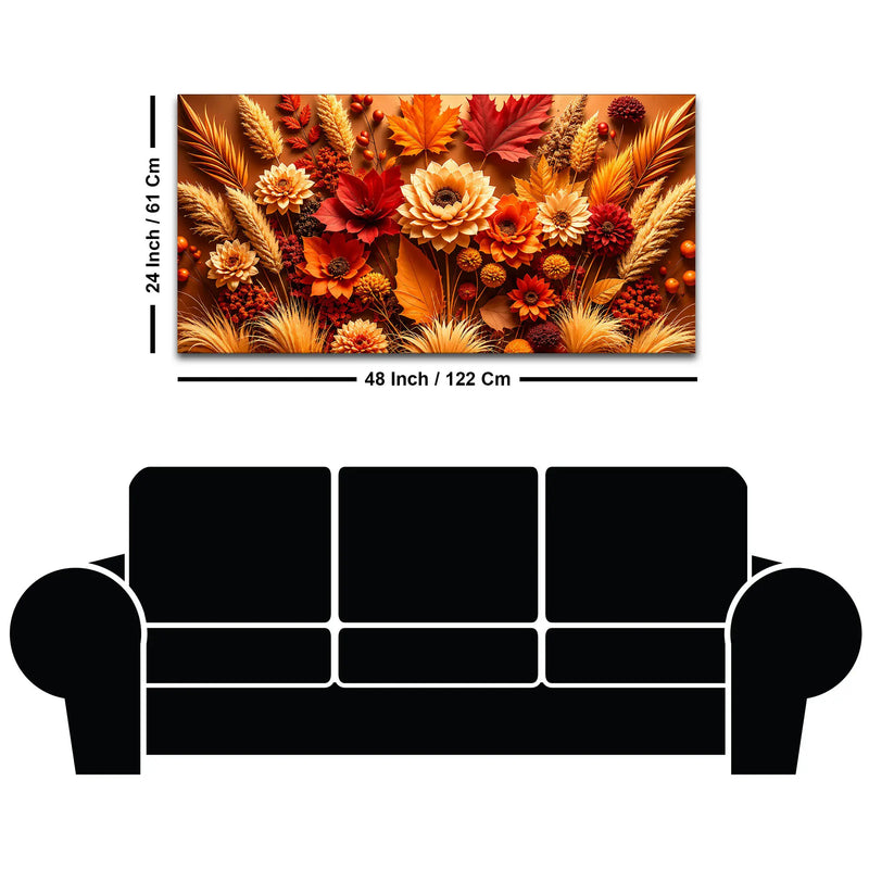 Vibrant Autumn Flowers and Foliage 3D Canvas Wall Painting