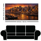 Vibrant Banaras Ghat Evening Canvas Painting for Entryway Décor