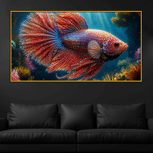 Vibrant Betta Fish Floating Frame Crystal Wall Painting