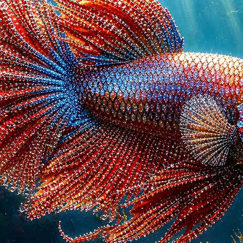 Vibrant Betta Fish Floating Frame Crystal Wall Painting