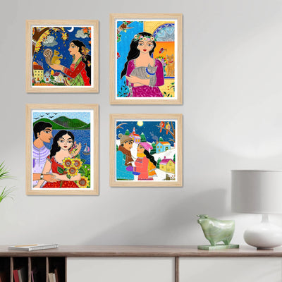 Vibrant Character Wall Art Frame Set of 4