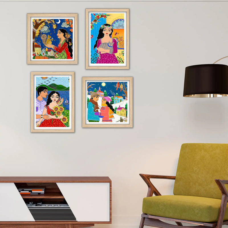 Vibrant Character Wall Art Frame Set of 4