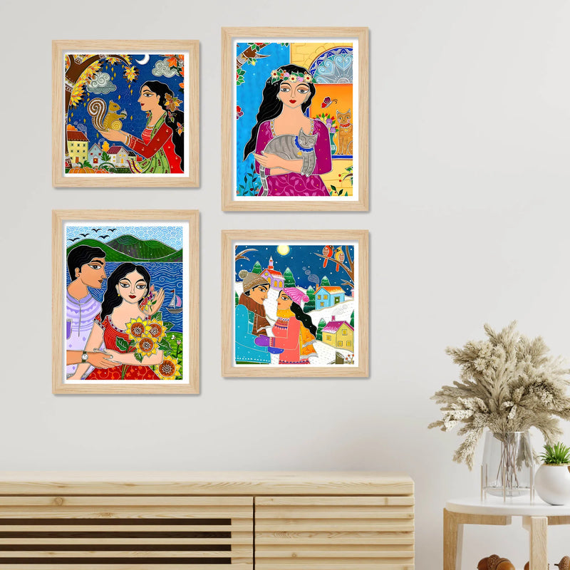 Vibrant Character Wall Art Frame Set of 4