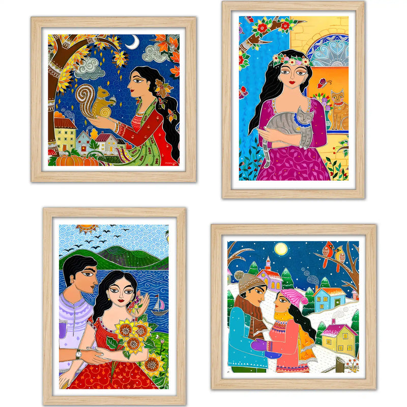Vibrant Character Wall Art Frame Set of 4