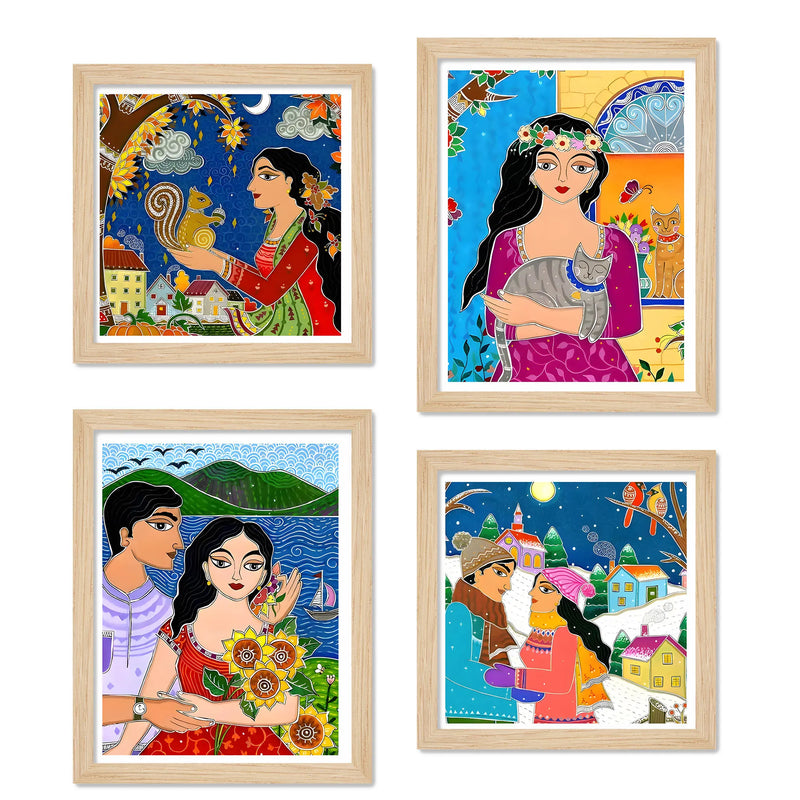 Vibrant Character Wall Art Frame Set of 4
