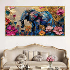 Vibrant Elephant Abstract Canvas Painting for Living Room