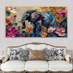 Vibrant Elephant Abstract Canvas Painting for Living Room