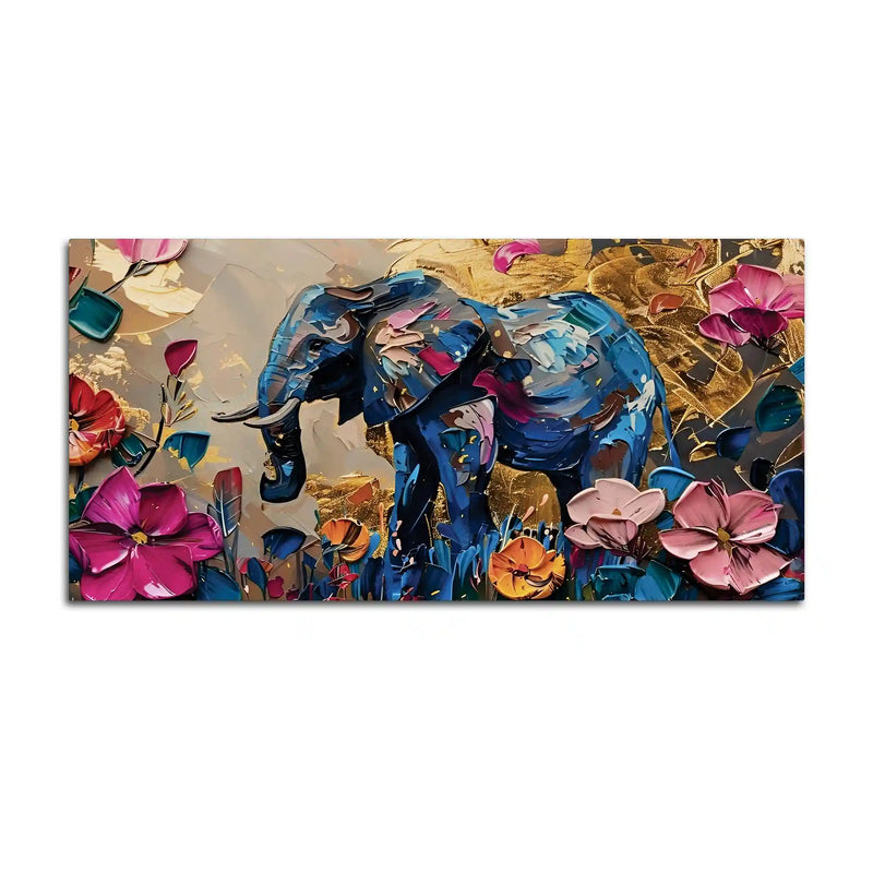 Vibrant Elephant Abstract Canvas Painting for Living Room
