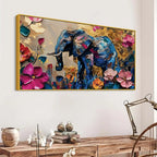 Vibrant Elephant Abstract Canvas Painting for Living Room