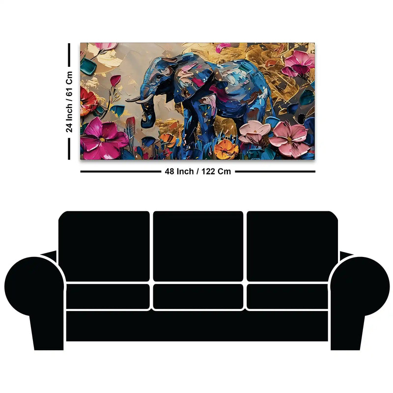 Vibrant Elephant Abstract Canvas Painting for Living Room