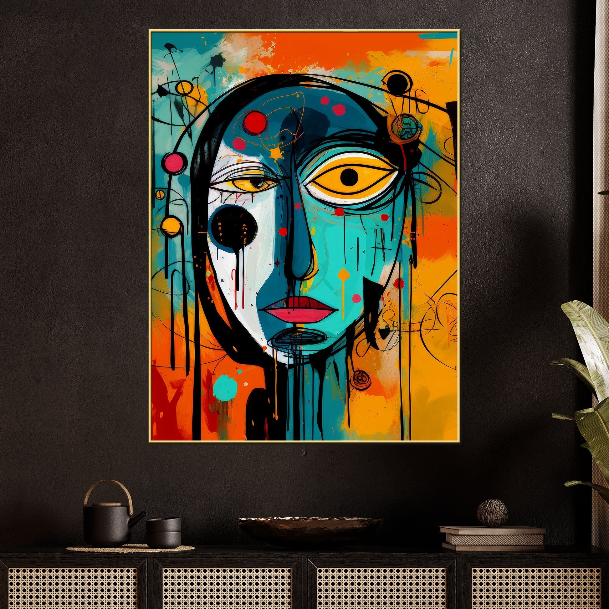 Vibrant Face Grn-Z Cotton Canvas Wall Painting