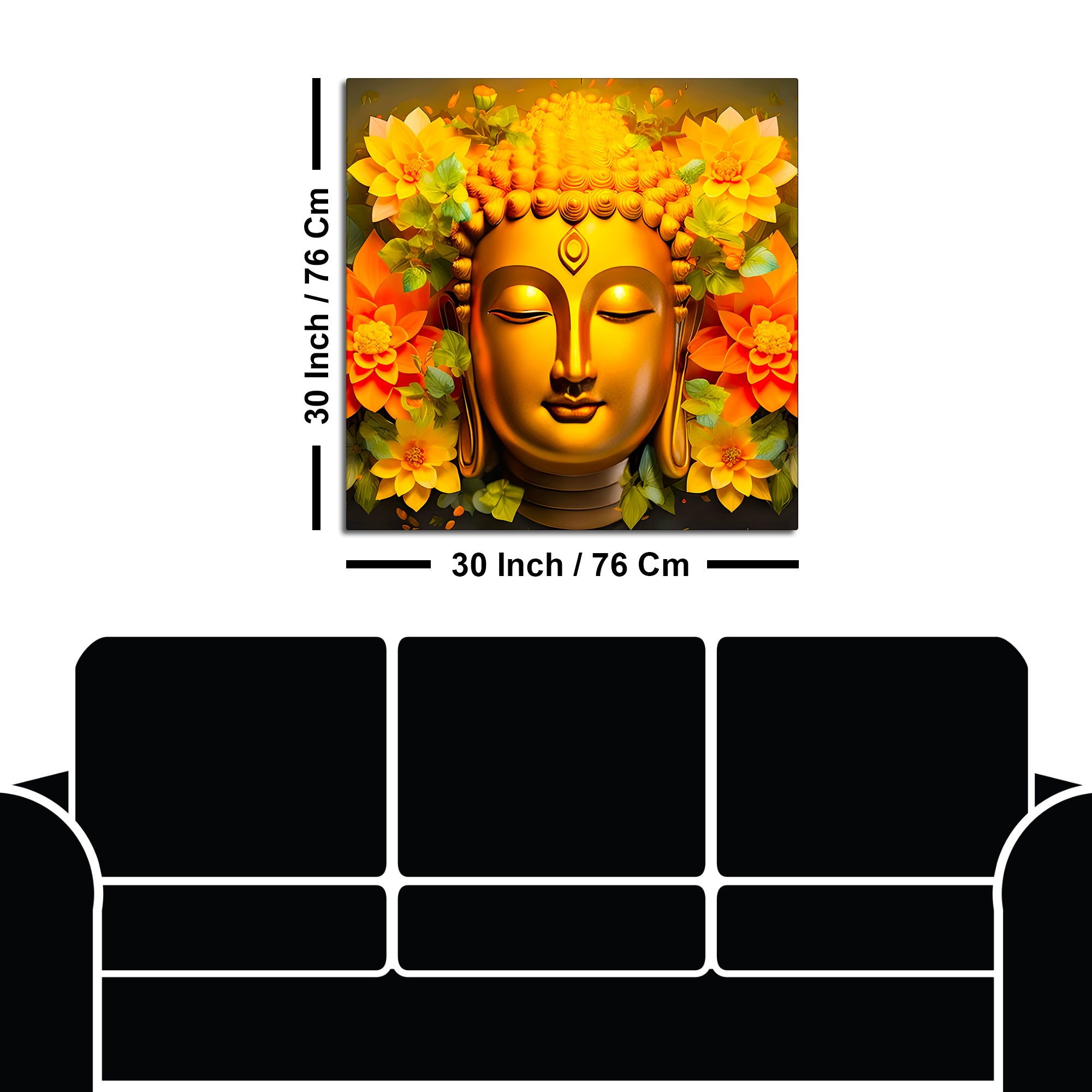 Vibrant Floral Buddha Wall Art Painting for Living Room