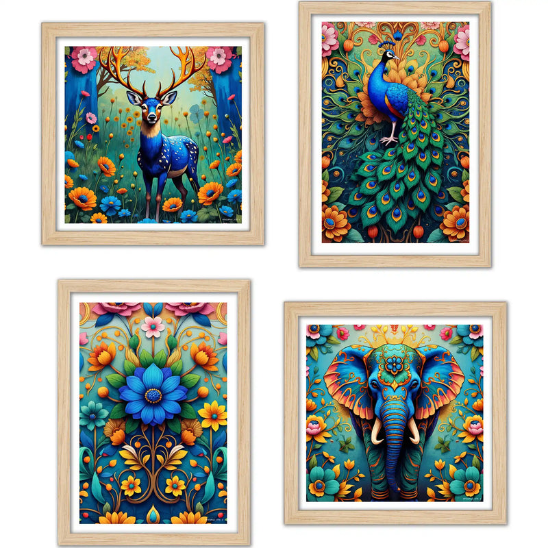 Vibrant Forest Wall Art Frame Set of 4