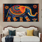 Vibrant Handcrafted Style Elephant Canvas Wall Painting