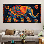 Vibrant Handcrafted Style Elephant Canvas Wall Painting