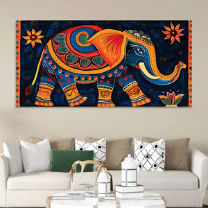 Vibrant Handcrafted Style Elephant Canvas Wall Painting