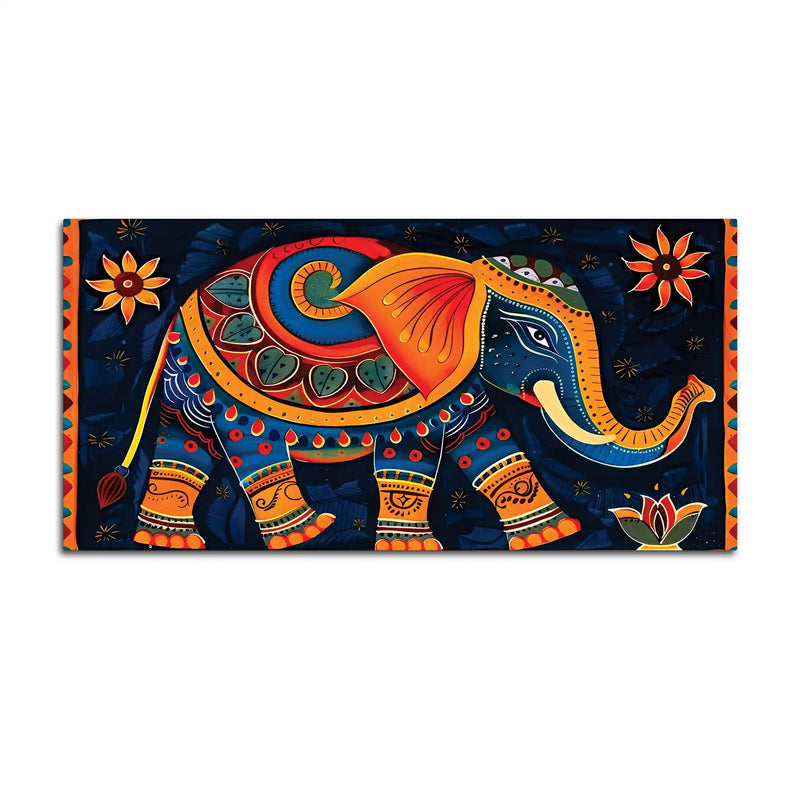 Vibrant Handcrafted Style Elephant Canvas Wall Painting