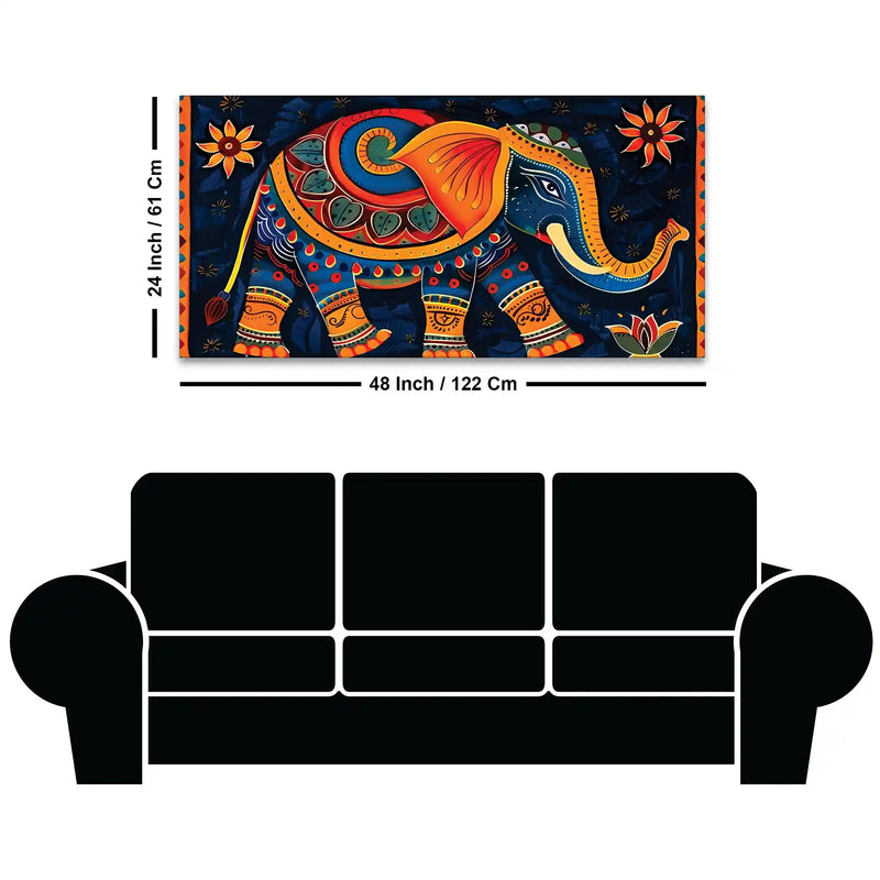 Vibrant Handcrafted Style Elephant Canvas Wall Painting