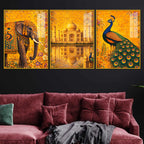 Vibrant Indian Royal Art Acrylic Painting Set of 3