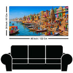 Vibrant Kashi Ganga View Canvas Wall Art Painting for Living Room Decor