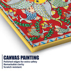 Vibrant Madhubani Fish Canvas Painting for Wall Decor