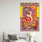 Vibrant Madhubani Ganesha Canvas Painting