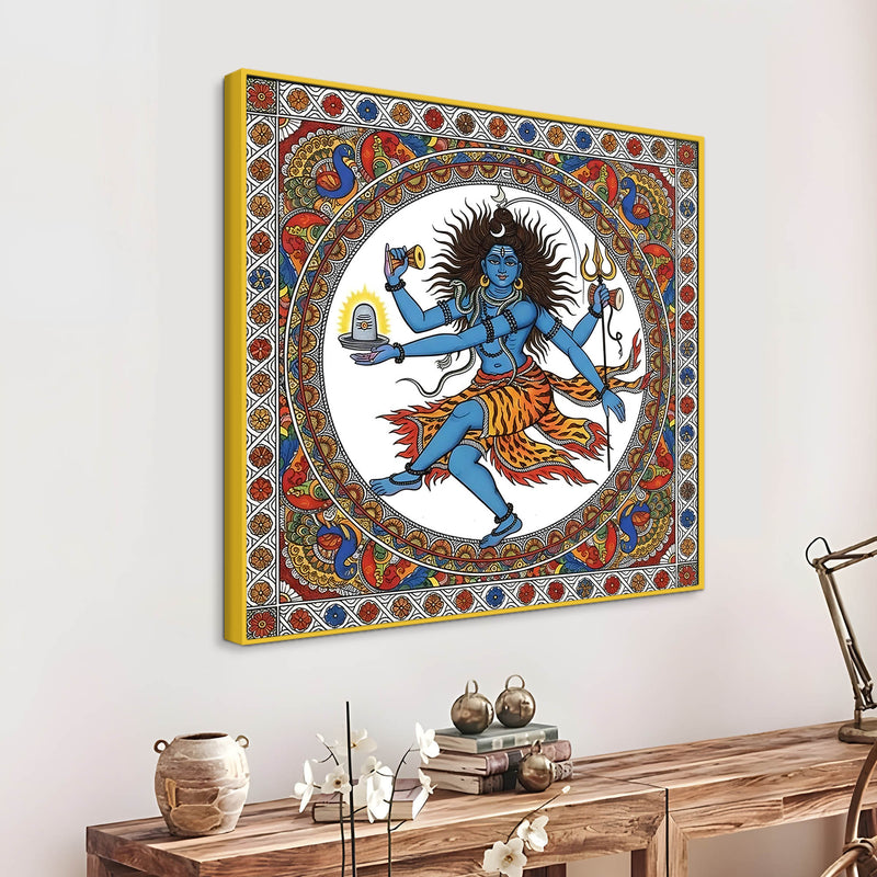 Vibrant Madhubani Nataraj Canvas Wall Painting