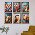 Vibrant Nature Inspired Wall Frame Set of Six