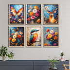 Vibrant Nature Inspired Wall Frame Set of Six