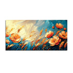Vibrant Orange Flowers Floral Meadow Abstract Canvas Wall Painting