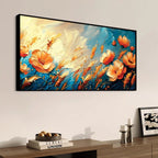 Vibrant Orange Flowers Floral Meadow Abstract Canvas Wall Painting