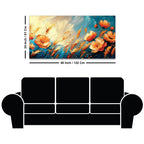 Vibrant Orange Flowers Floral Meadow Abstract Canvas Wall Painting