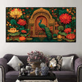 vibrant-peacock-and-red-lotus-floral-canvas-wall-painting