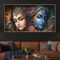 Vibrant Radha Krishna Spiritual Crystal Glass Painting