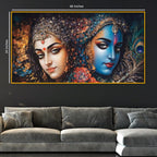 Vibrant Radha Krishna Spiritual Crystal Glass Painting