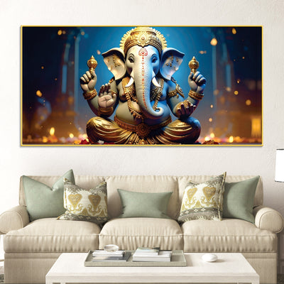 vibrant-seated-lord-shri-ganesha-idol-canvas-wall-painting-for-home