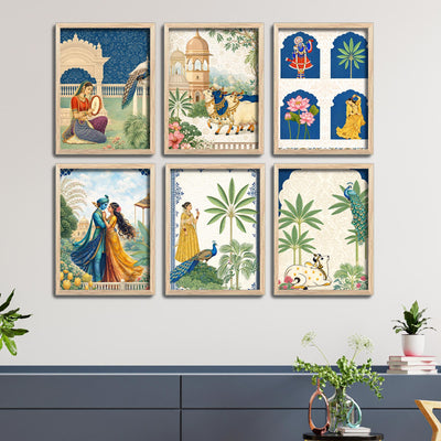 vibrant-spiritual-wall-frame-set-of-six-for-cultural-decor